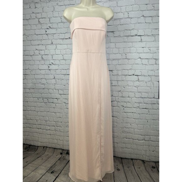 Bella Bridesmaids Dresses & Skirts - Bella Bridesmaids Light Pink Strapless Lined Zip Up Maxi Dress Size 12 R